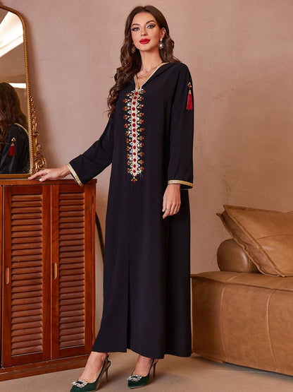Buddhatrends Black / S Glam Long Sleeve Abaya Dress