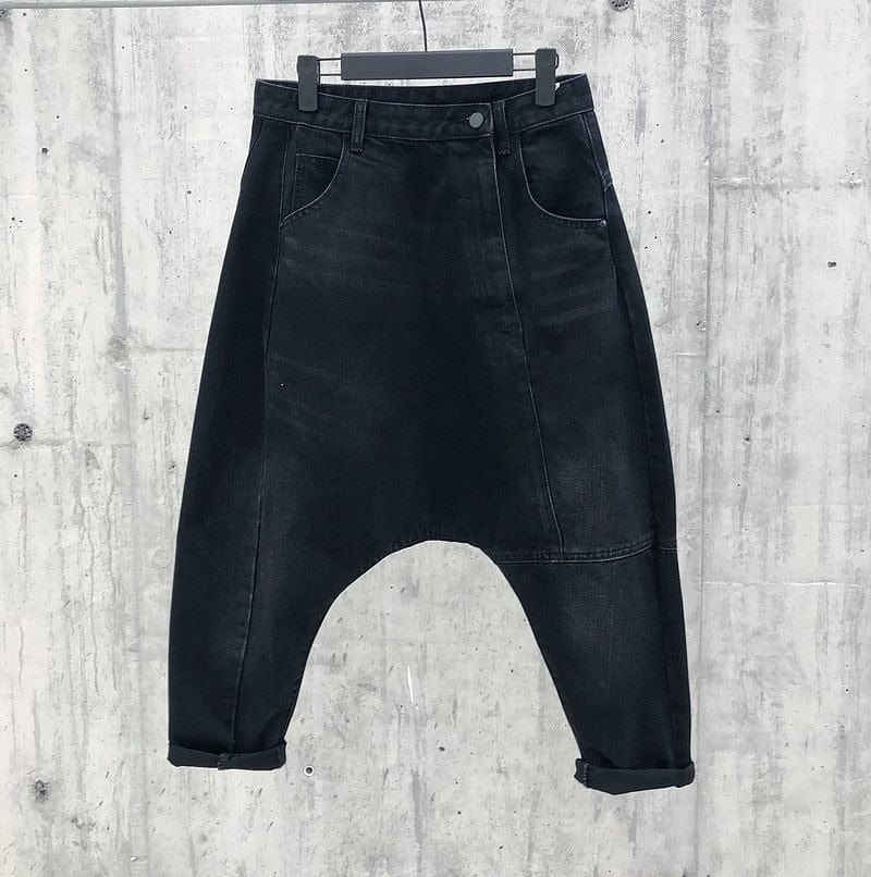 Buddhatrends Black / S Low Drop Crotch Loose Jeans