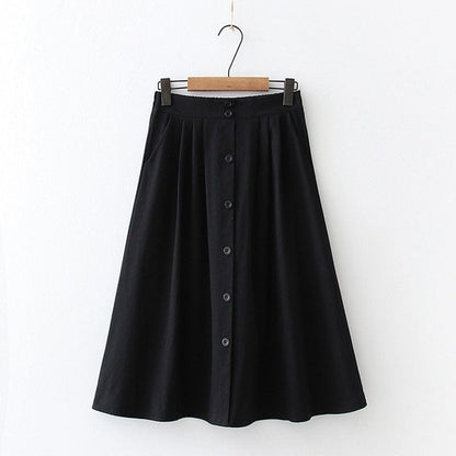 Buddhatrends black skirt / One Size Bella High Waist Cotton Skirt