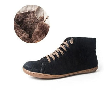 Buddhatrends Black Suede Fur / 5.5 Genuine leather Ankle Boots