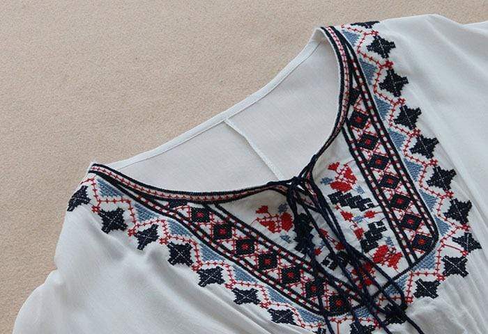 Buddhatrends Blouse Bohemian Embroidered Blouse