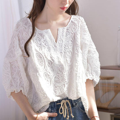 Buddhatrends Blouse Melody Embroidered Lace Blouse