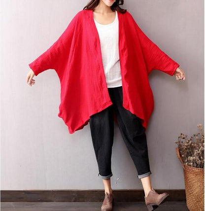 Buddhatrends Blouse Red / One Size Remy batwing sleeve loose blouse