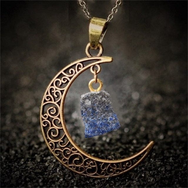 Buddhatrends blue-g Waxing Moon Healing Crystal Pendant Necklace