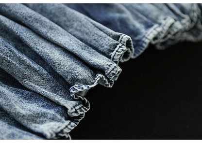 Buddhatrends Mavi / Tek Beden Yüksek Bel Vintage Denim Pantolon