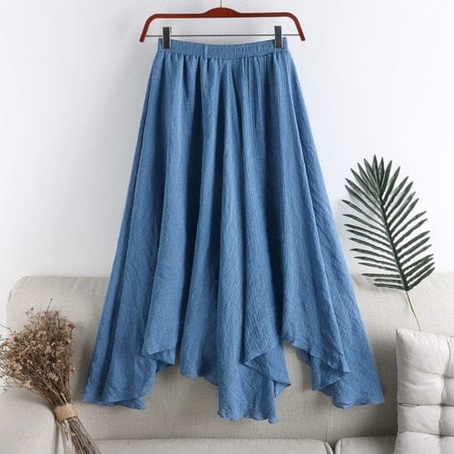 Buddhatrends Blue / One Size Midi Irregular Pleated Fishtail Skirt