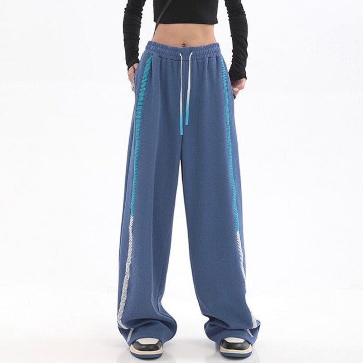Buddhatrends azul / S pantalones de chándal con cordón de cintura alta