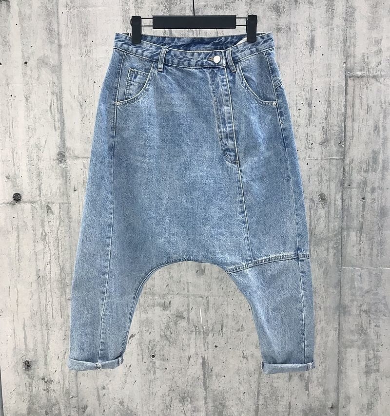 Buddhatrends Blue / S Low Drop Crotch Loose Jeans