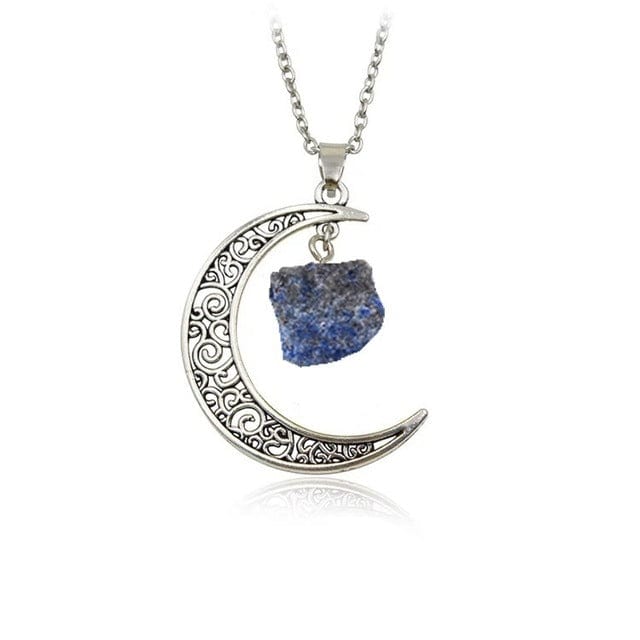 Buddhatrends blue-s Waxing Moon Healing Crystal Pendant Necklace