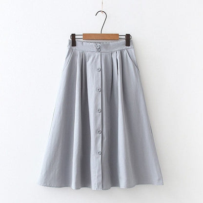 Buddhatrends blue skirt / One Size Bella High Waist Cotton Skirt