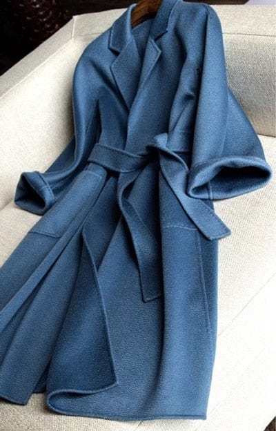 Buddhatrends Blue / XS Wool blend coat