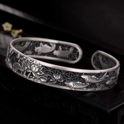 Buddhatrends Armband Silber geschnitzte Vintage Armbänder