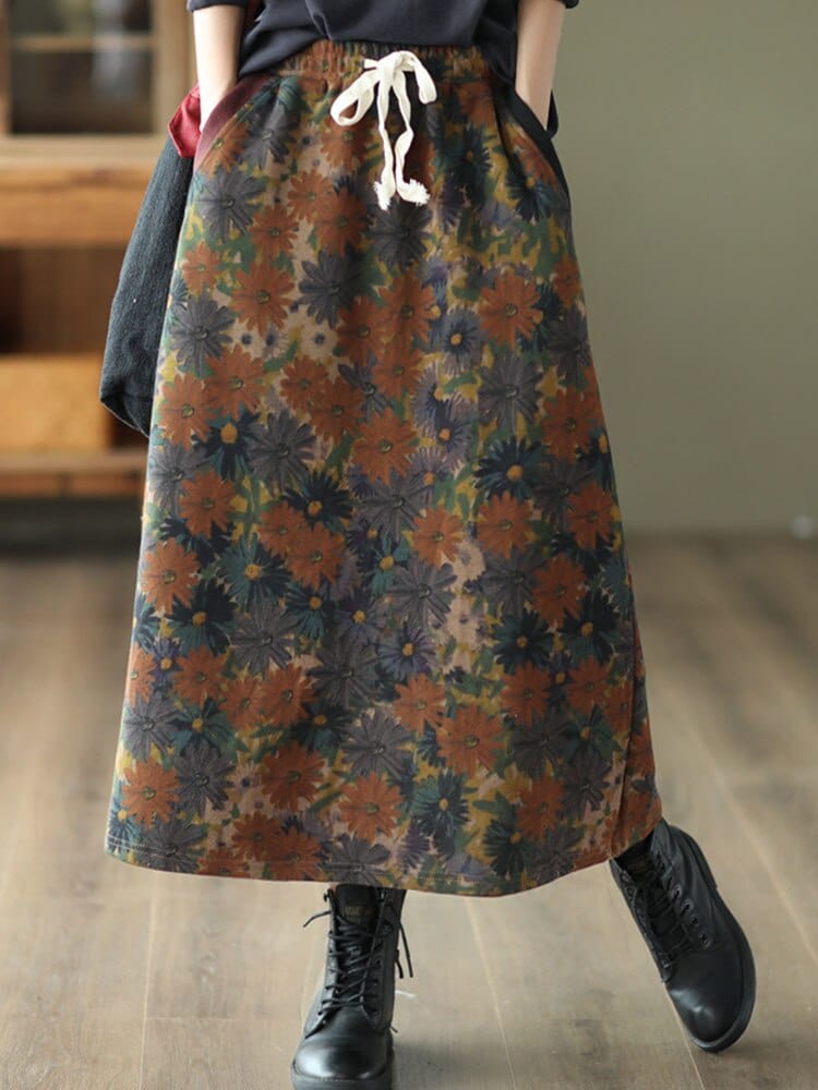 Buddhatrends Brown / One Size Harajuku Elastic High Waist Skirt