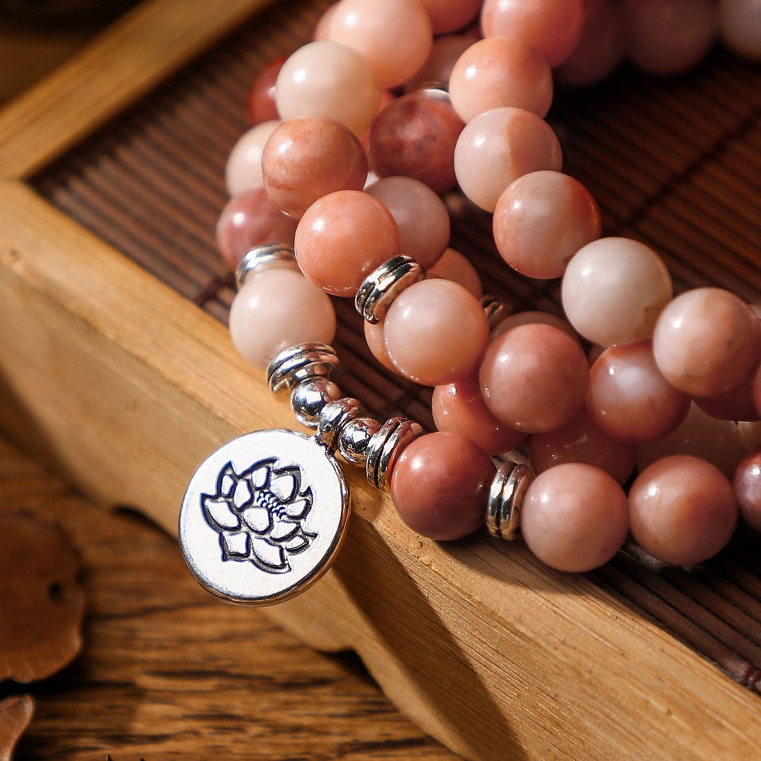 Buddhatrends Buddhistischer Rosa Aventurin 108 Mala-Perlen