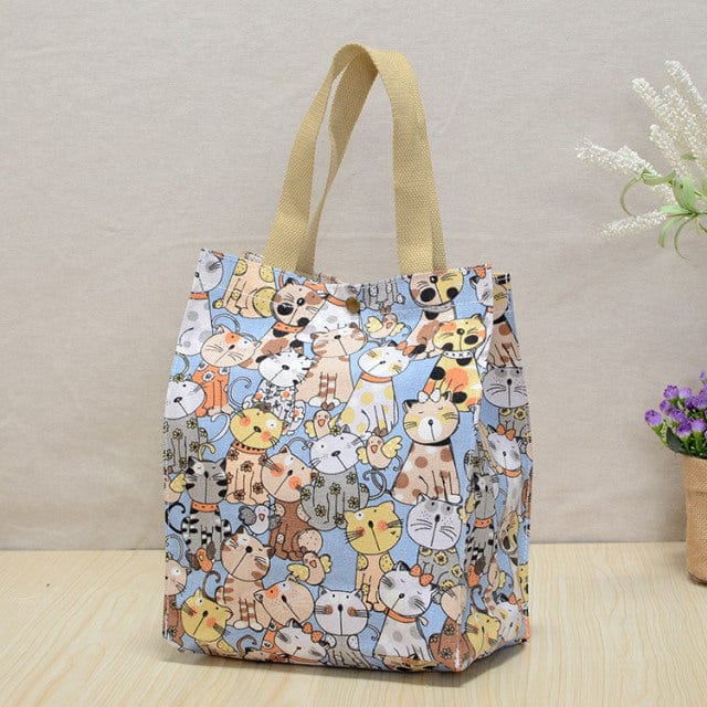 Buddhatrends Cartoon Cats Funky Printed Canvas Shopper Tote