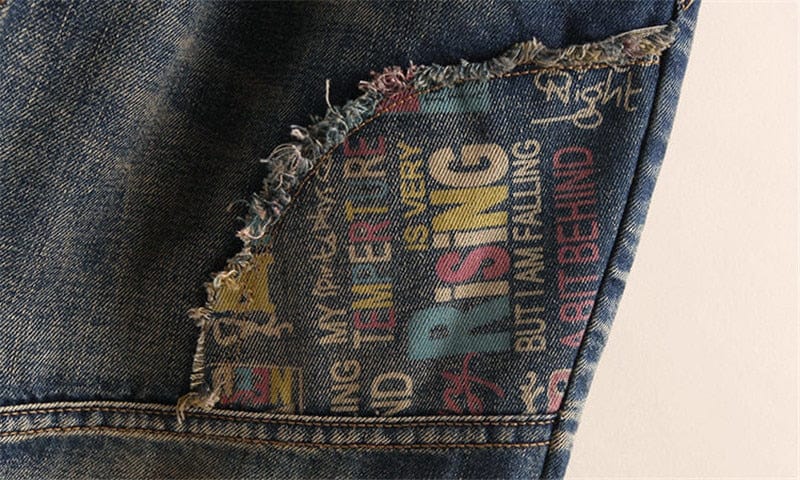 Buddhatrends Cartoon Embroidery Retro Denim Jeans