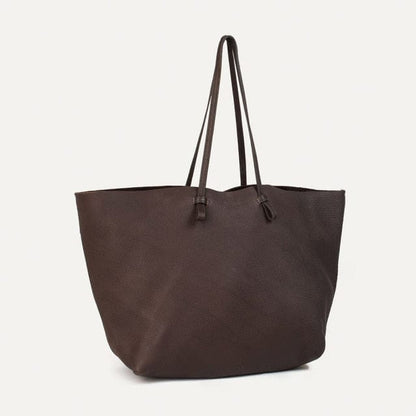 Buddhatrends Coffee / about 45cm-8cm-35cm Large Capacity Handmade Leather Tote