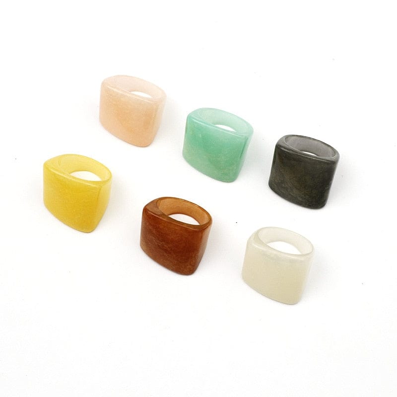 Buddhatrends Colorful Resin Geometric Ring
