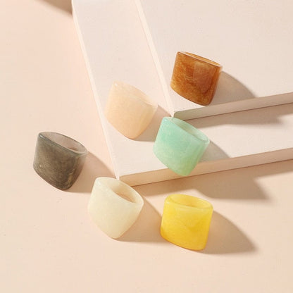 Buddhatrends Colorful Resin Geometric Ring