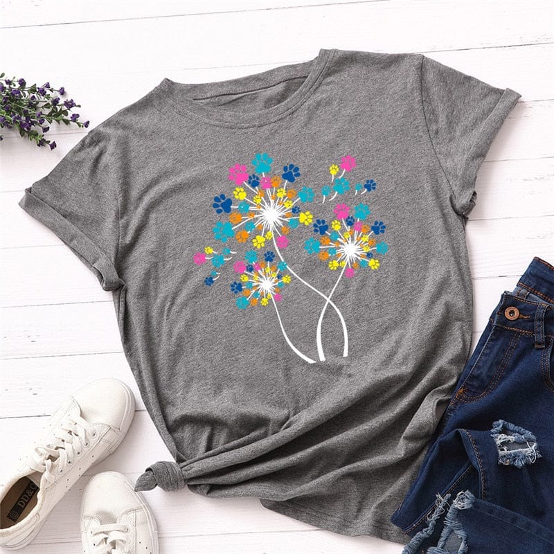 Paw Petals Dandelion Cotton T-Shirt