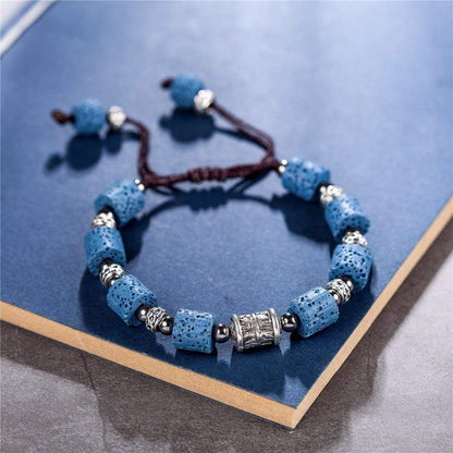 Buddhatrends Dark Blue Adjustable Lava Stone Bracelet