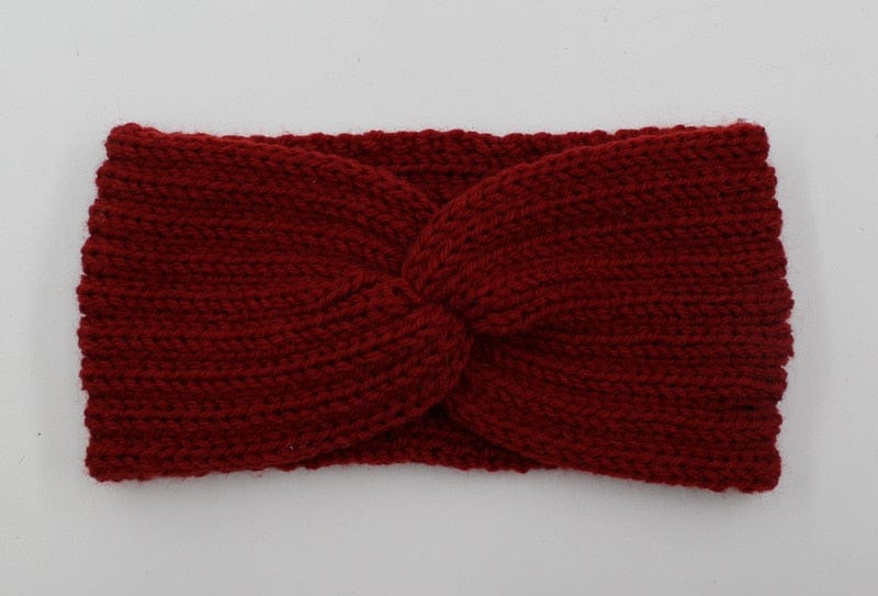 Buddhatrends Dark Red Ear Knitted Knot Headband