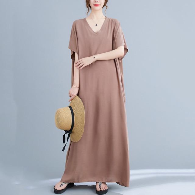 Buddhatrends βαθύ χακί / One Size Diana Solid Kaftan