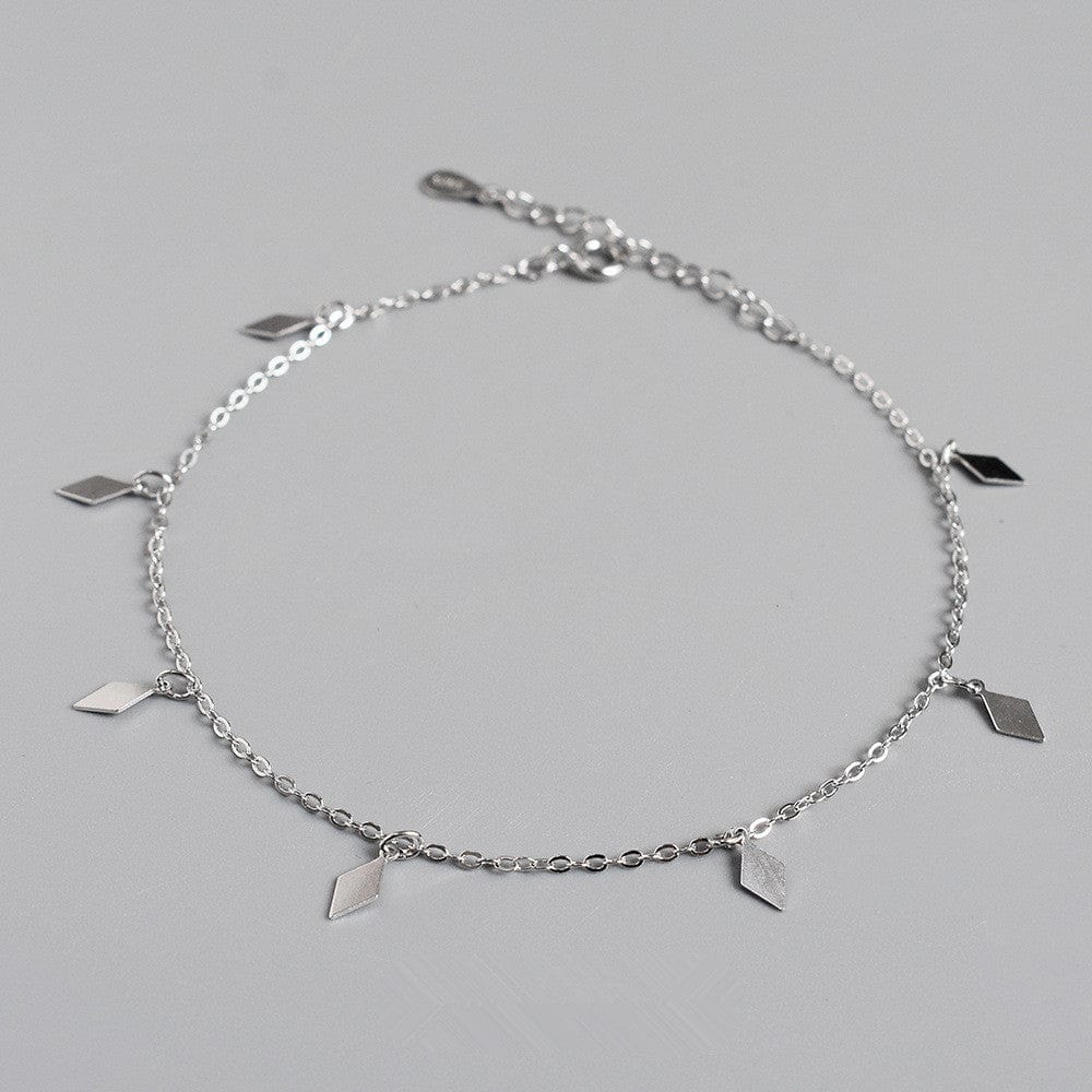 Buddhatrends Diamond Shaped Pendants 925 Sterling Silver Anklet