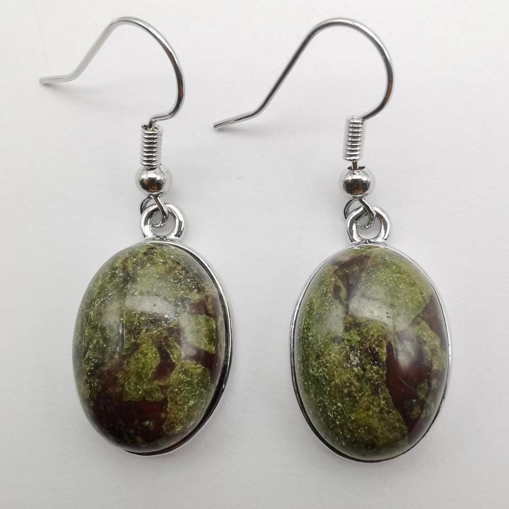 Buddhatrends Dragon Blood Stone Natural Stone Oval Earrings