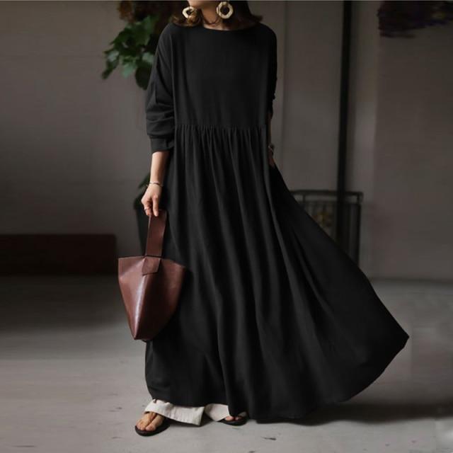 Buddhatrends Dress Black / 5XL Mia Oversized Pleated Dress