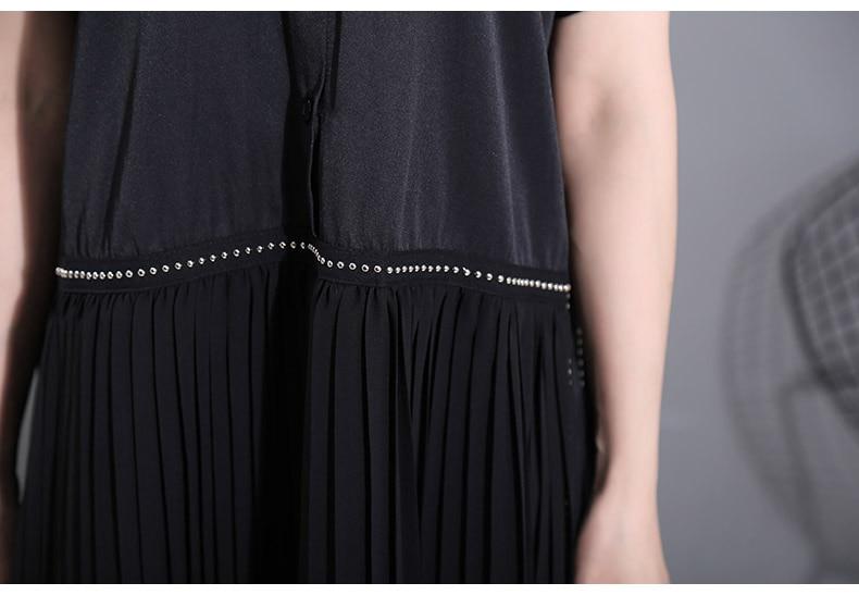 Buddhatrends Dress Black Pleated T-Shirt Dress | Millennnials