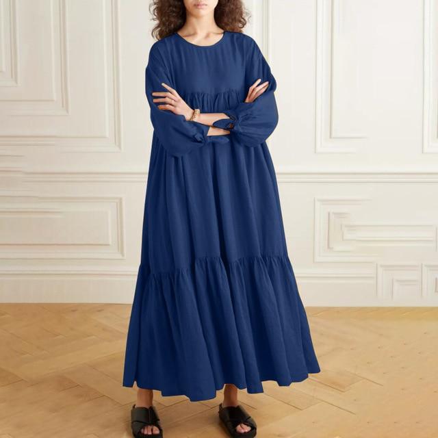 Buddhatrends Kleid Blau / 5XL Ines Lässiges langes Kleid