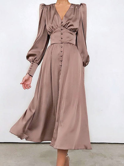 Buddhatrends Dress Brown / XS Maliyah Elegant Midi Dress