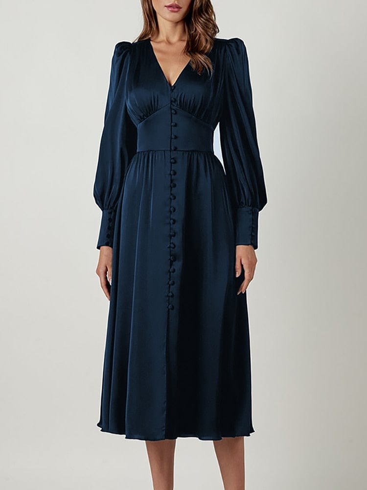 Buddhatrends Dress Deep Blue / XS Maliyah Elegant Midi Dress