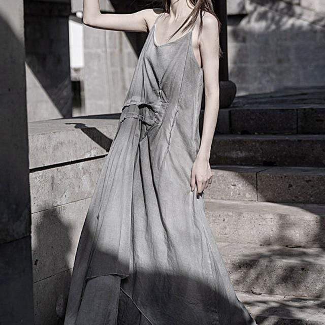 Buddhatrends Dress Grey / One Size Amelia Asymmetrical Tie Dye Dress
