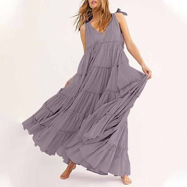 Φόρεμα Buddhatrends Light Purple / XXL Scarlett Bohemian Ruffle Dress