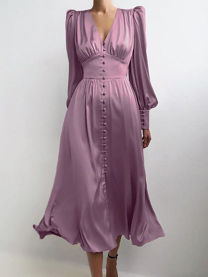 Vestido Buddhatrends Púrpura / XS Maliyah Elegante Vestido Midi