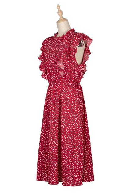 Buddhatrends Dress Valentina Heart Print Ruffled Dress