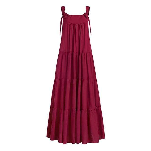 Buddhatrends Dress Wine Red / S Bohemian Sleeveless Maxi Dress