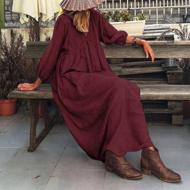 Buddhatrends Kleid Weinrot / S Gail Oversized Gypsy Dress