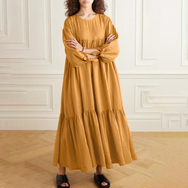 فستان بودهاترندز أصفر / فستان طويل غير رسمي من إيناس