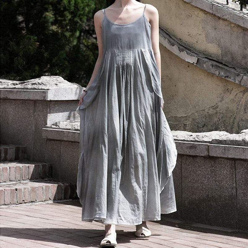 Buddhatrends Dresses Gray / One Size Olivia Tie Dye Vintage Dress