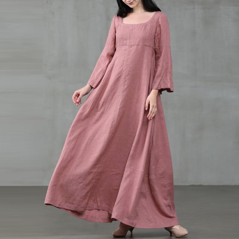 Φόρεμα Buddhatrends Μεσαιωνικό τετράγωνο κολάρο Maxi φόρεμα