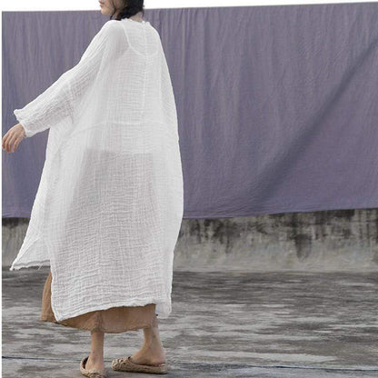 Buddhatrends Dresses Oversized White Cotton Shirt | Lotus