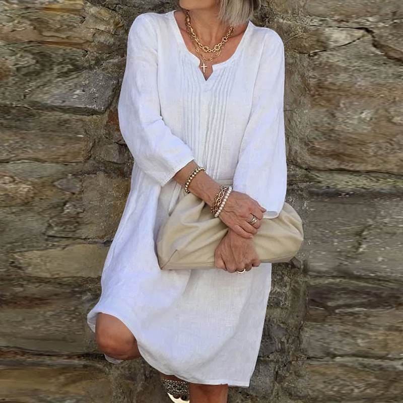 Buddhatrends Robes blanc / S Heidi Robe plissée en coton