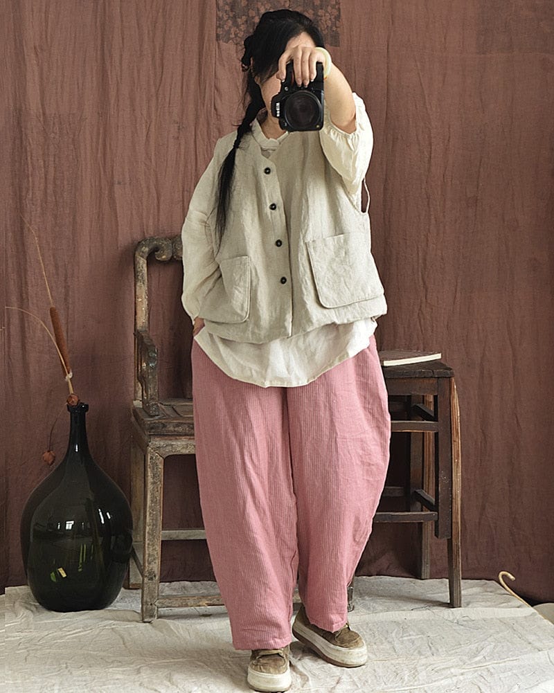 Утепленные брюки в полоску с эластичной резинкой на талии Buddhatrends