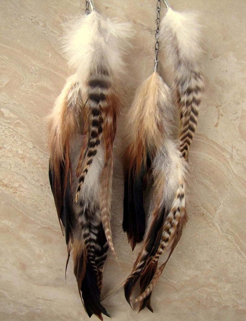 Buddhatrends Extra Long Feather Earrings
