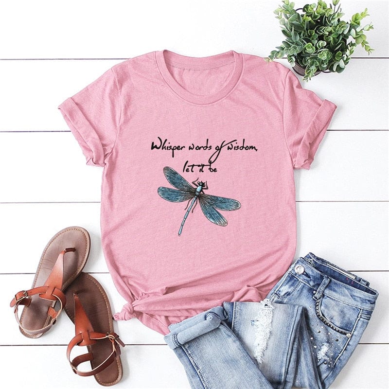 Buddhatrends F0264-Pink / S Dragonfly Vintage Summer T-Shirt