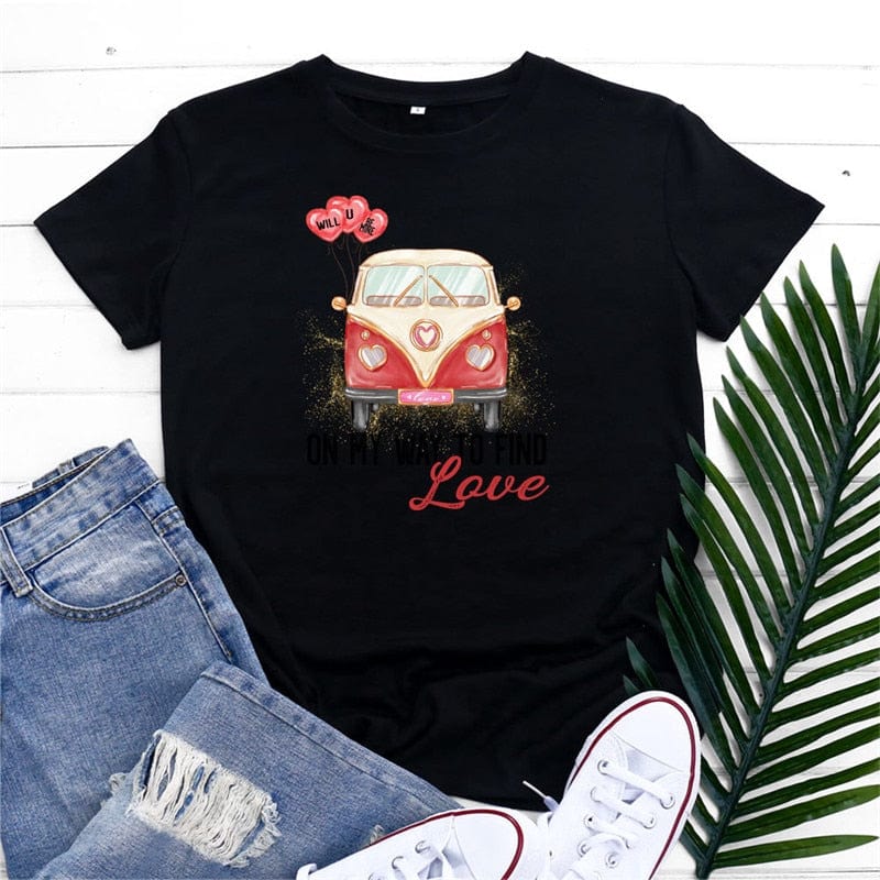 Buddhatrends F0637-Black/S Love Bus camiseta estampada