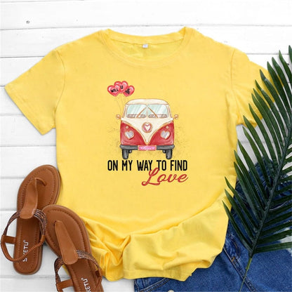 Buddhatrends F0637-Yellow / S Love Bus Printed T-Shirt